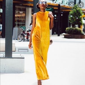 SOLD ON DEPOP — Zara gold yellow velvet jumpsuit